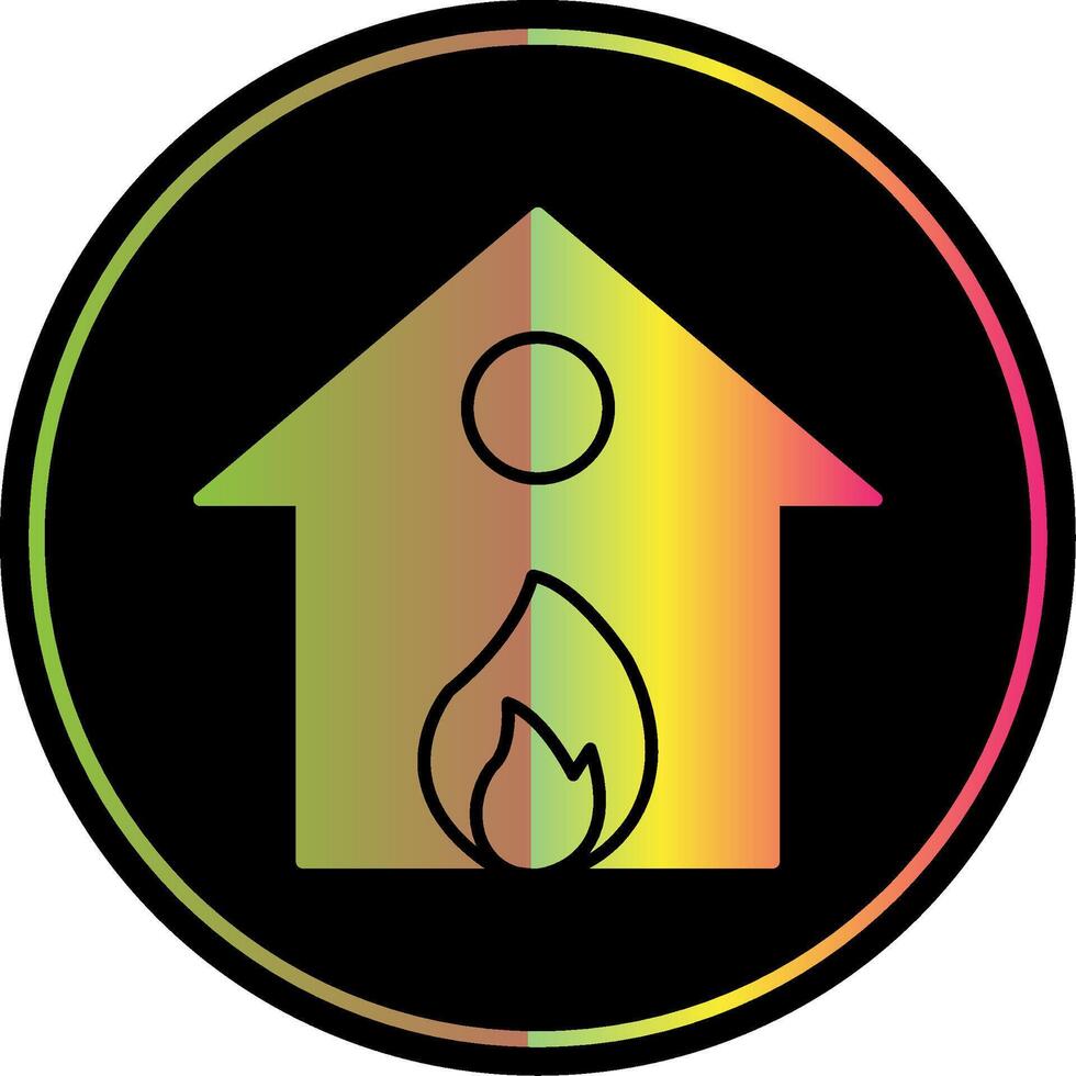 brinnande hus glyf på grund av Färg ikon vektor