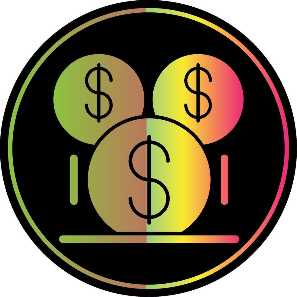 mynt glyf på grund av Färg ikon vektor
