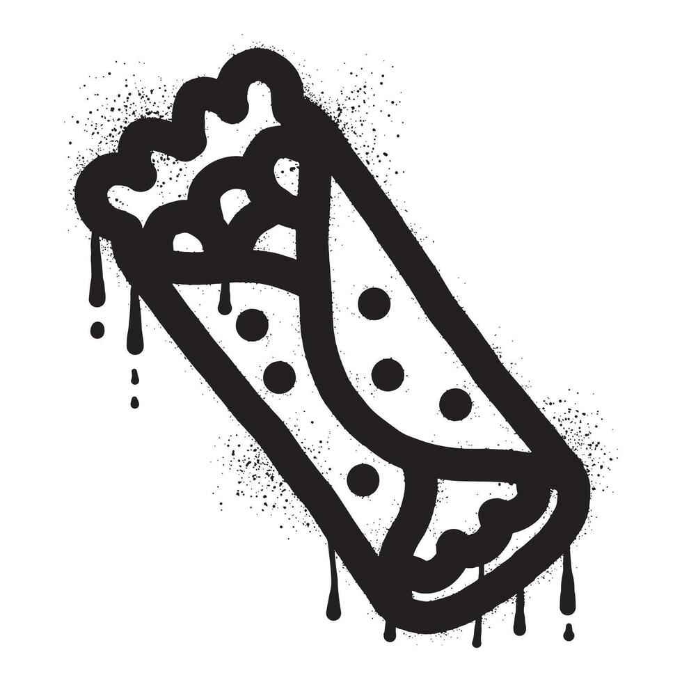 Mexikaner Essen Burrito Graffiti gezeichnet mit schwarz sprühen Farbe vektor