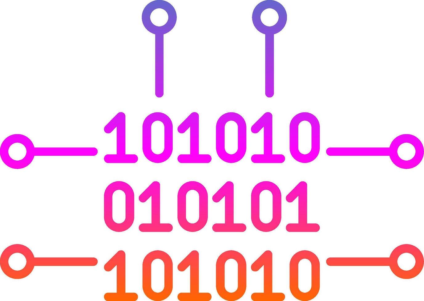 binär koda linje lutning ikon vektor