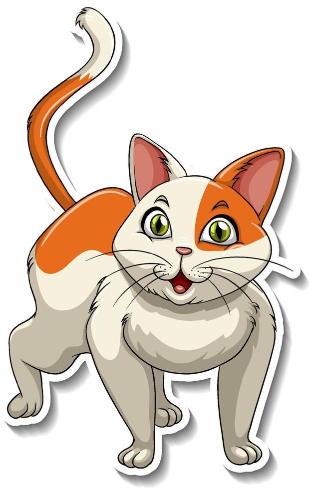 eine Aufklebervorlage von Katzen-Cartoon-Figur vektor