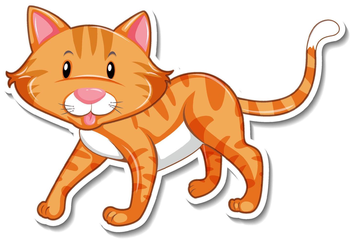 eine Aufklebervorlage von Katzen-Cartoon-Figur vektor