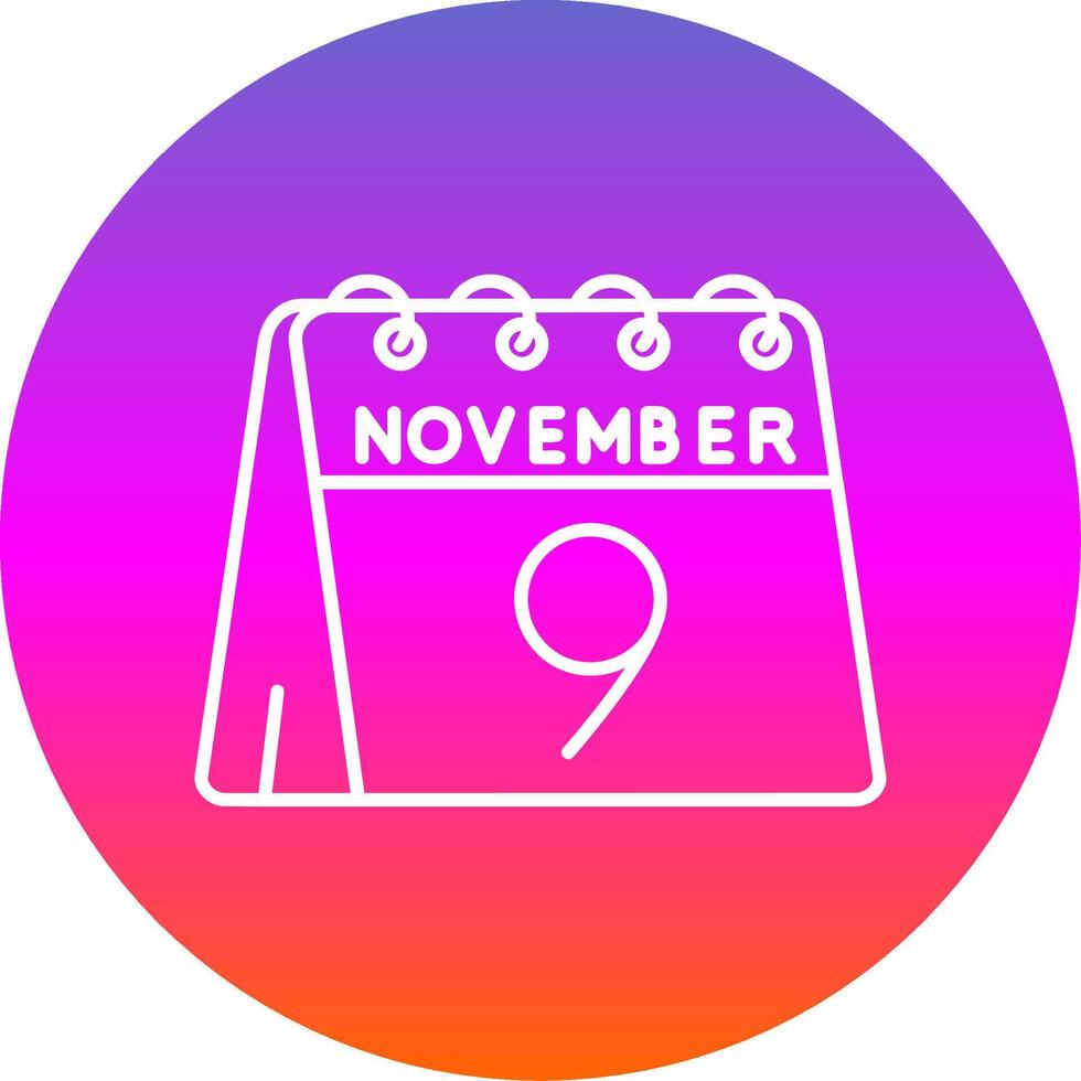 9:e av november linje lutning cirkel ikon vektor