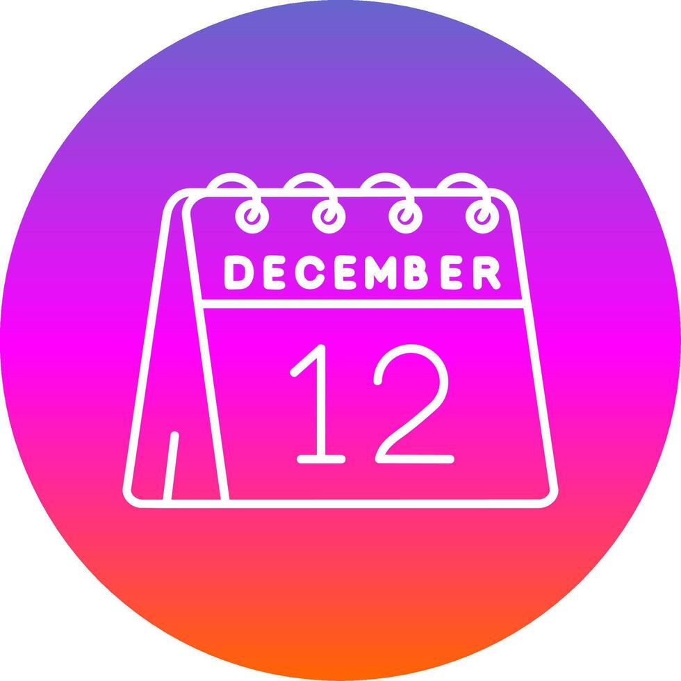 12 .. von Dezember Linie Gradient Kreis Symbol vektor