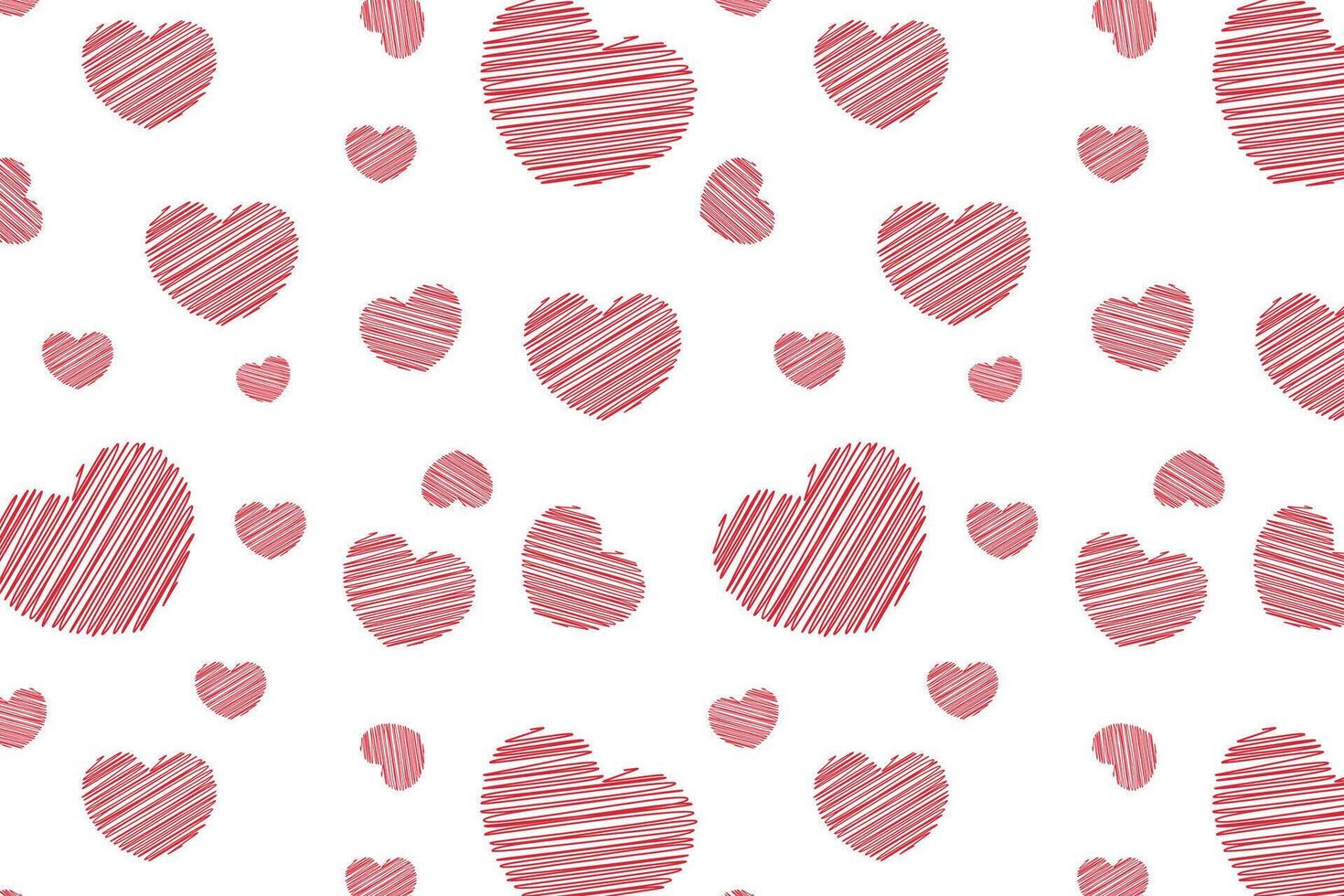 Vektor Liebe Herz Muster, Vektor Hand gezeichnet Valentinstag Tag Muster, Valentinstag Tag Hintergrund.