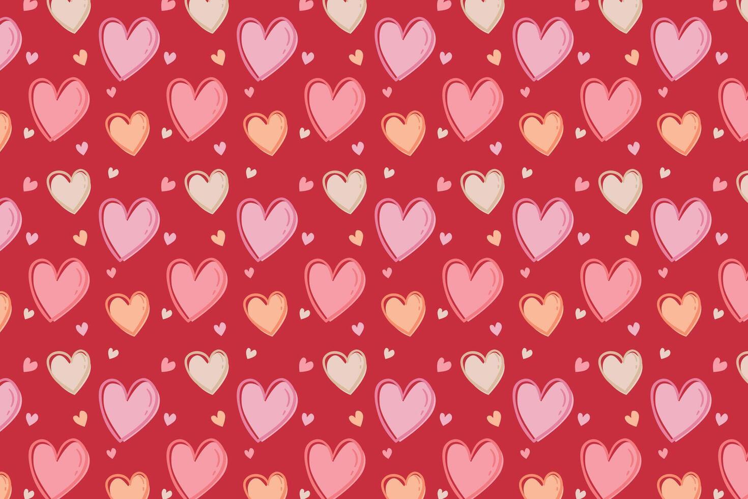 Vektor Liebe Herz Muster, Vektor Hand gezeichnet Valentinstag Tag Muster, Valentinstag Tag Hintergrund.