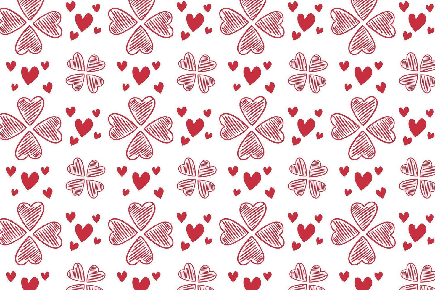 Vektor Liebe Herz Muster, Vektor Hand gezeichnet Valentinstag Tag Muster, Valentinstag Tag Hintergrund.