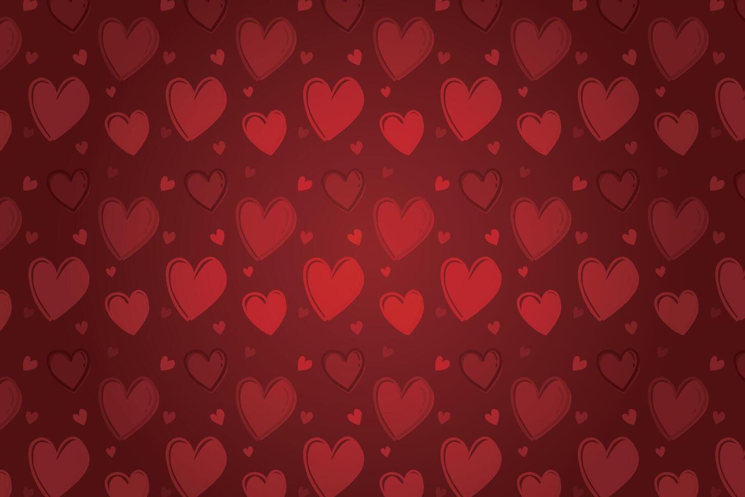 vektor kärlek hjärta mönster, vektor hand dragen hjärtans dag mönster, hjärtans dag bakgrund.
