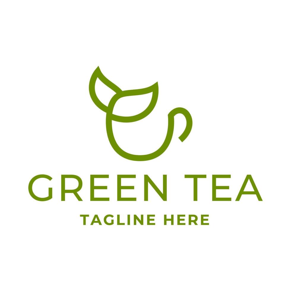 naturlig grön te kopp för logotyp design begrepp redigerbar. vektor