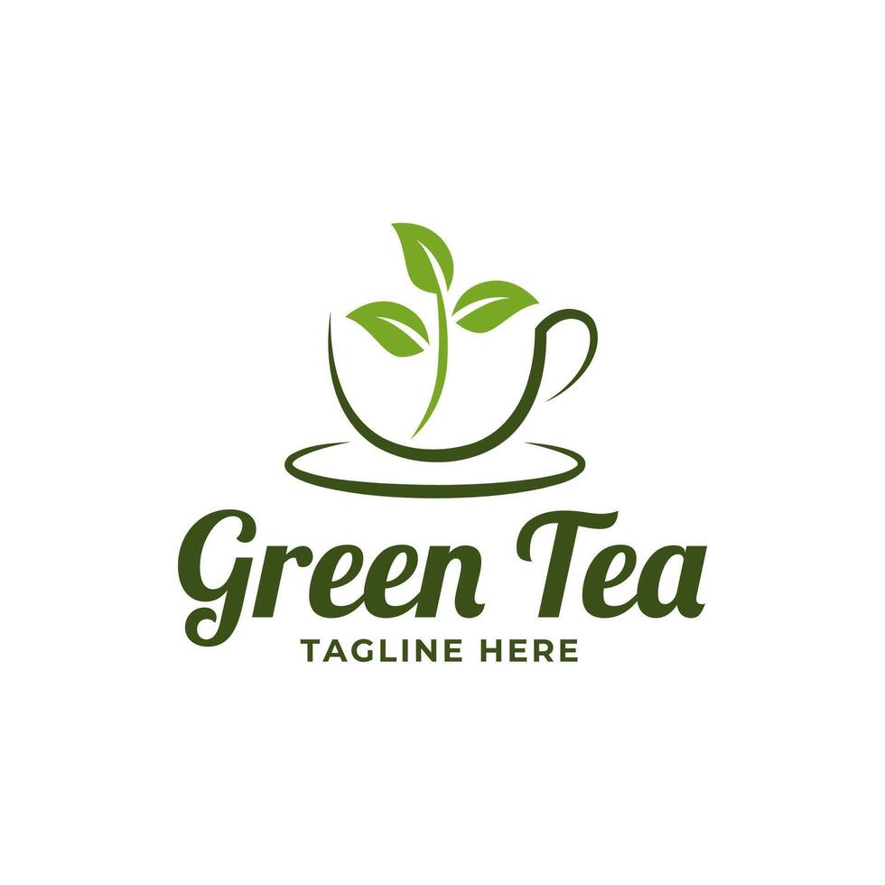 naturlig grön te kopp för logotyp design begrepp redigerbar. vektor