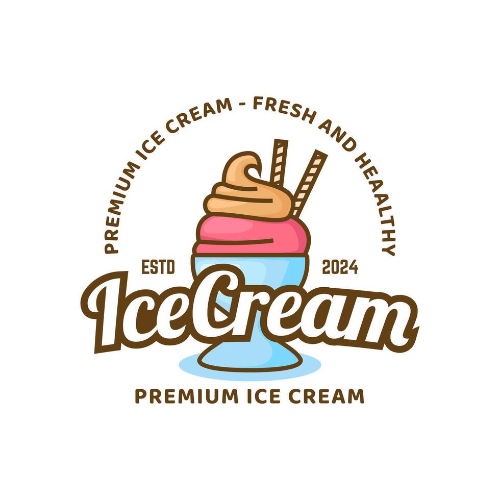 Eis Sahne Logo Design. Eis Sahne Geschäft Logo Abzeichen und Etiketten, Gelateria Zeichen. vektor