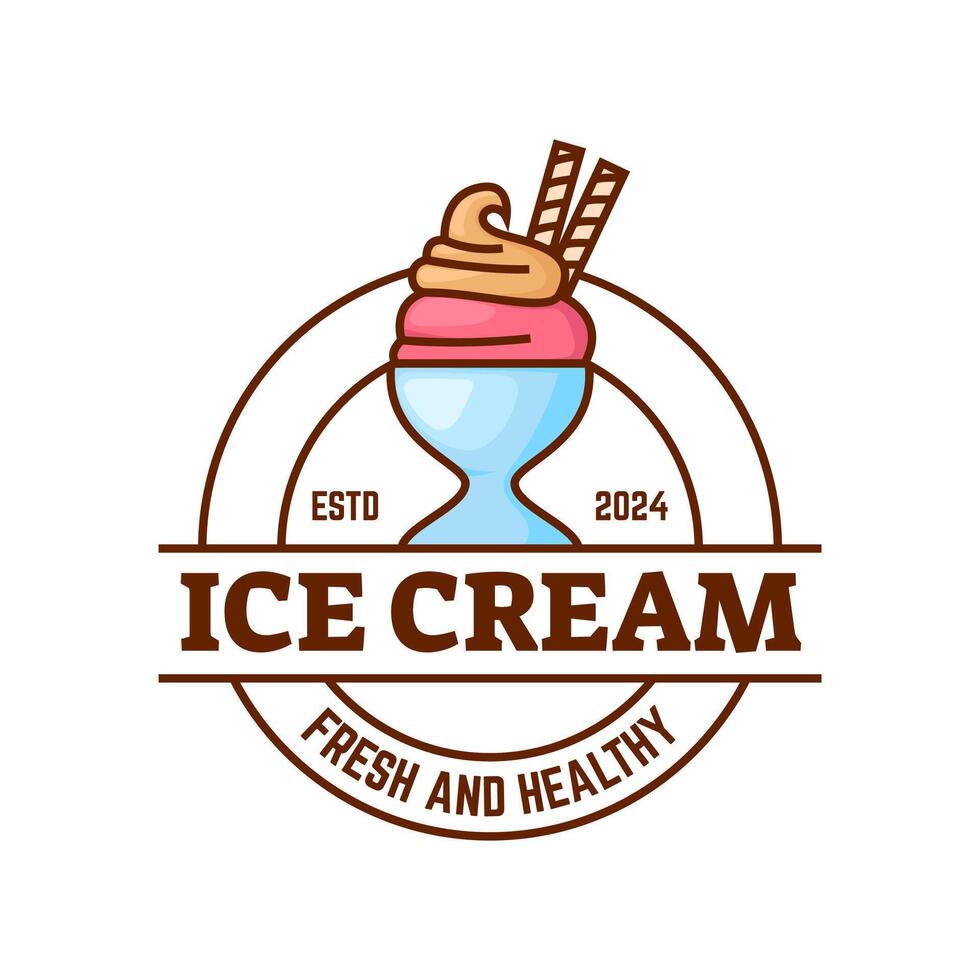 Eis Sahne Logo Design. Eis Sahne Geschäft Logo Abzeichen und Etiketten, Gelateria Zeichen. vektor