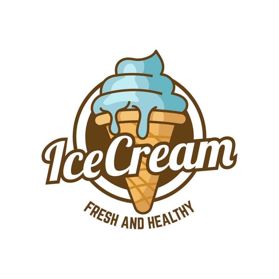 Eis Sahne Logo Design. Eis Sahne Geschäft Logo Abzeichen und Etiketten, Gelateria Zeichen. vektor