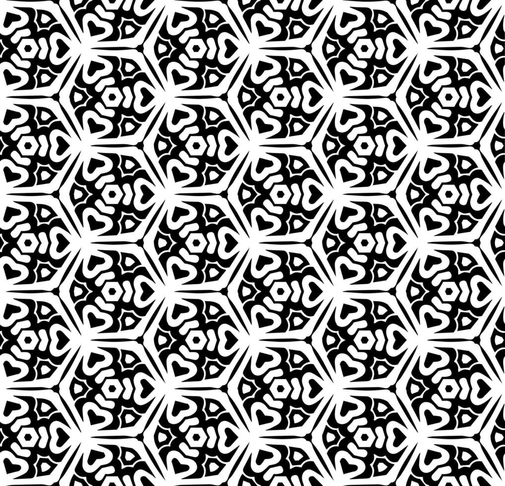 nahtloses abstraktes Schwarzweiss-Muster. Hintergrund und Hintergrund. Ziermuster in Graustufen. Mosaik-Ornamente. Vektorgrafik. vektor