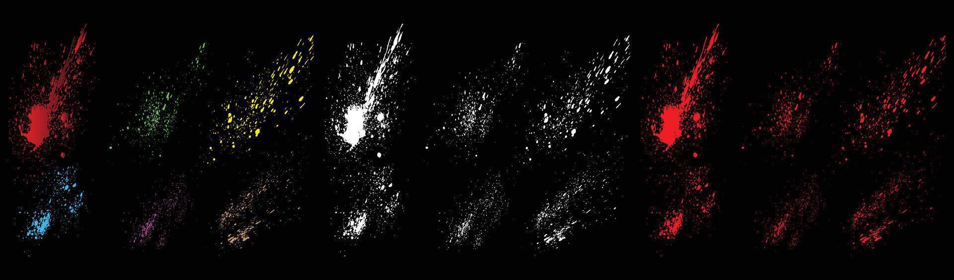 vektor samling av färgrik blod släppa och stänka ner isolerat måla borsta stroke bakgrund