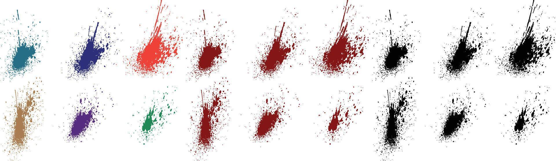 kritzeln Blut Textur Fleck Vektor Grün, Rosa, lila, Rot, Schwarz, Blau Farbe Bürste Schlaganfall Kunst Illustration Banner einstellen