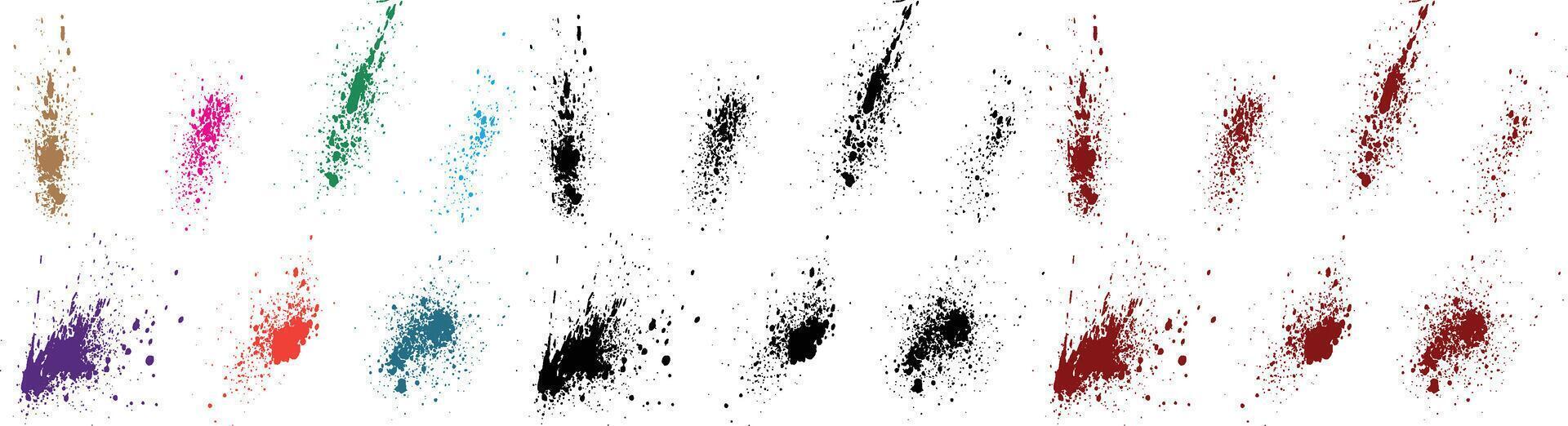 blod uppsättning av måla vektor röd, orange, grön, lila, vete, svart Färg borsta stroke mall stänka ner blödning bakgrund