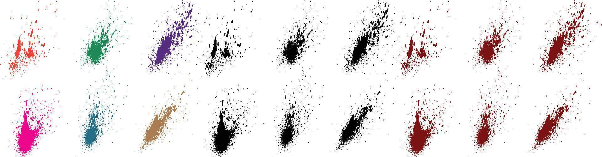 uppsättning av grunge vektor borsta stroke röd, orange, grön, lila, vete, svart Färg blödning vektor