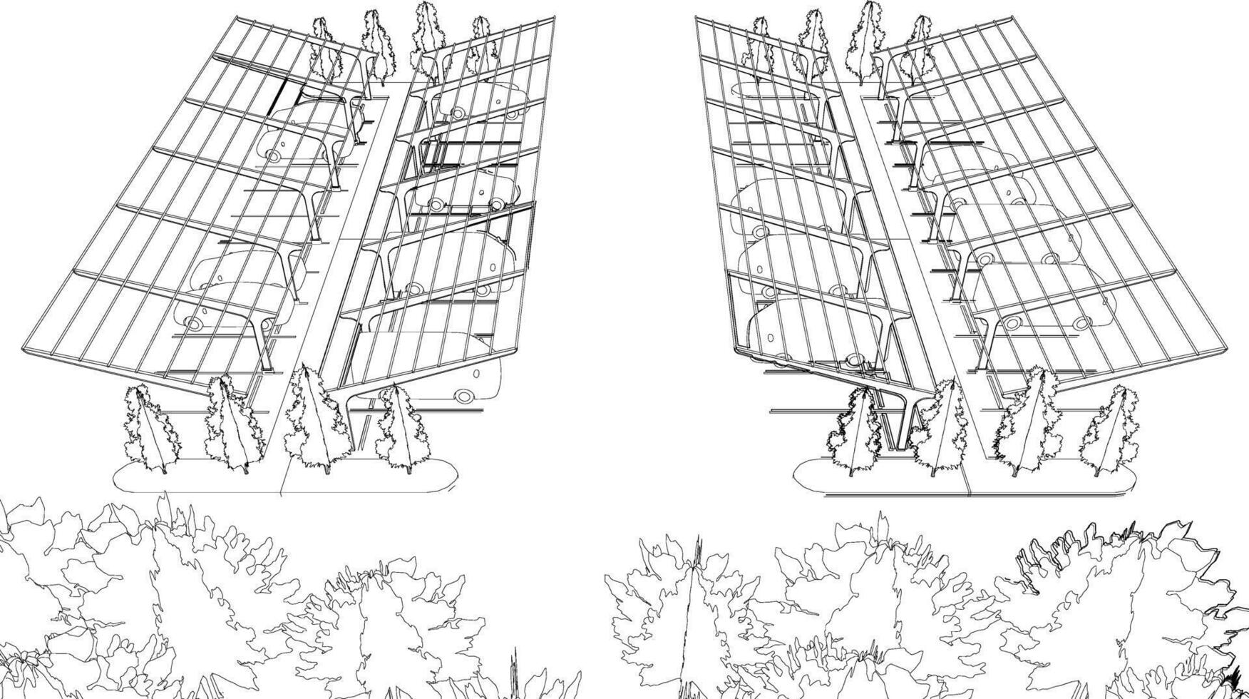 3d Illustration von Parkplatz Menge vektor