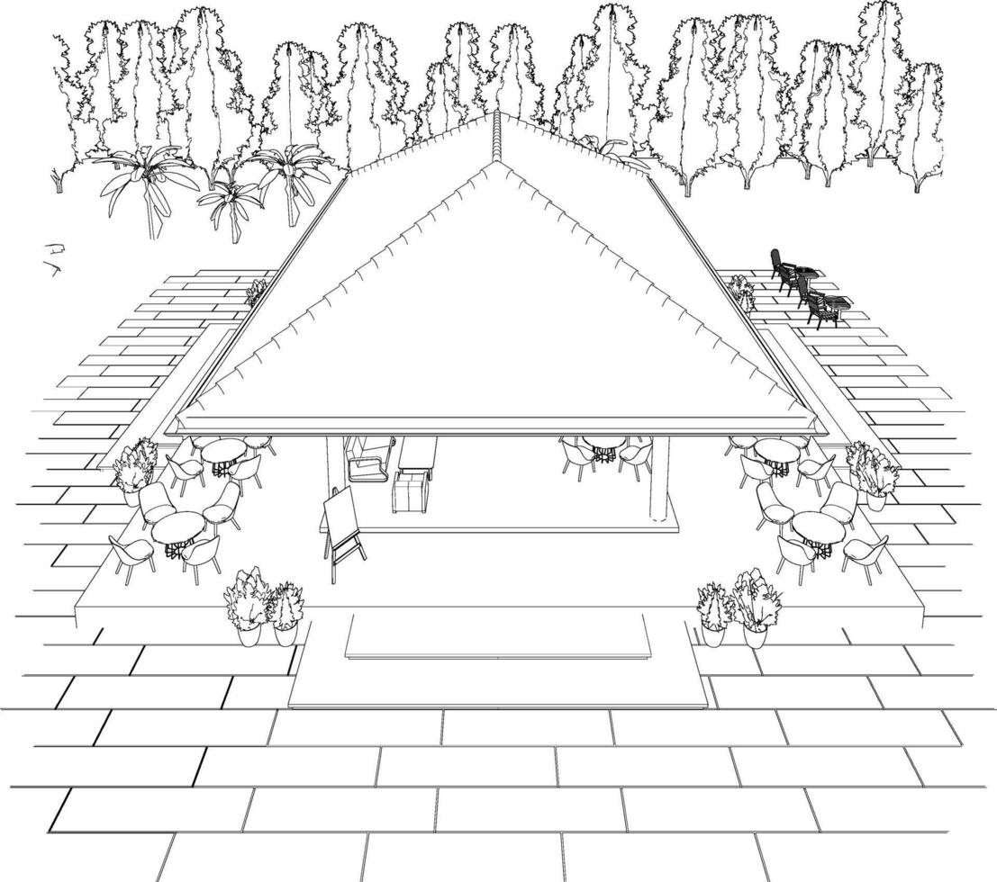 3D-Darstellung des Cafés vektor