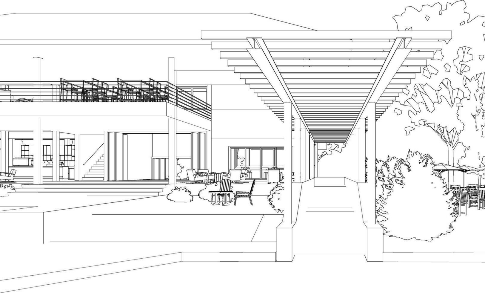 3D-Darstellung des Cafés vektor