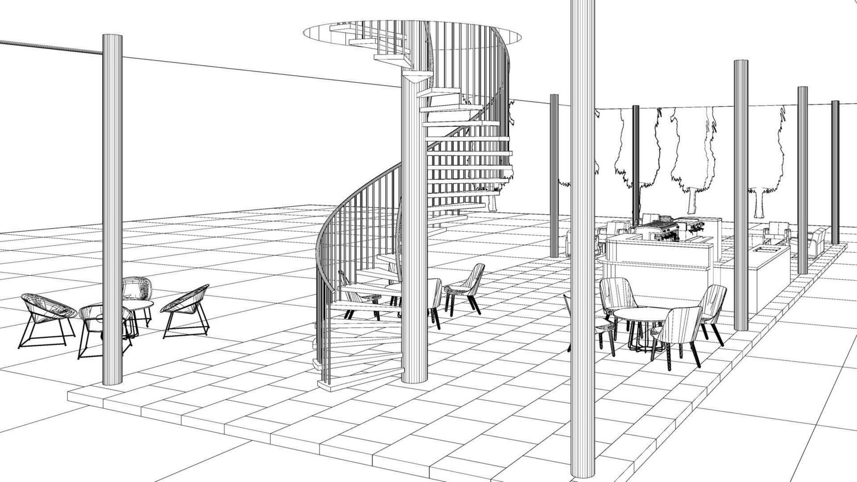 3d illustration av kaffe affär vektor