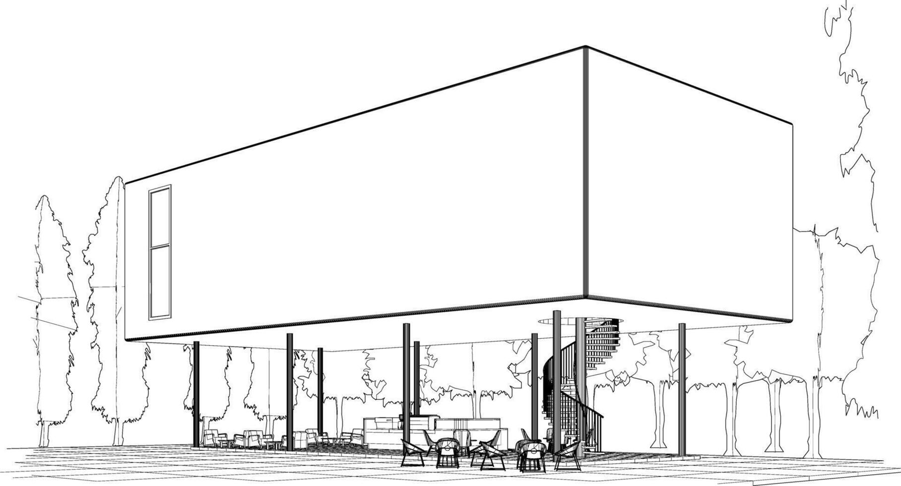 3D-Darstellung des Cafés vektor