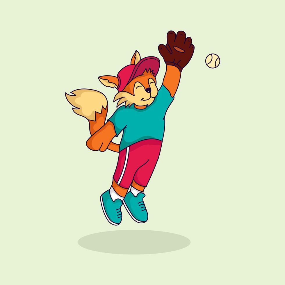 süß Fuchs spielen Baseball Vektor Illustration zum Stoff, Textil- und drucken