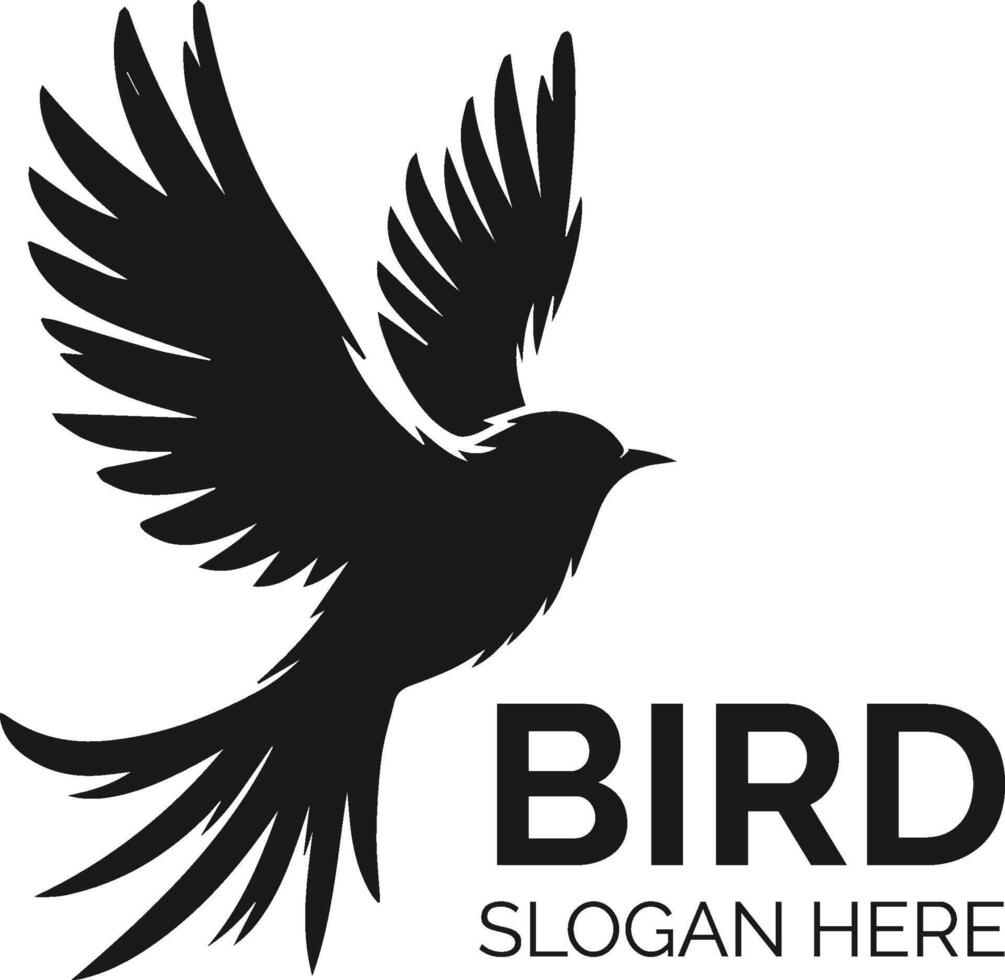 elegant schwarz Silhouette von ein Vogel im Flug mit Raum zum ein Slogan unten vektor