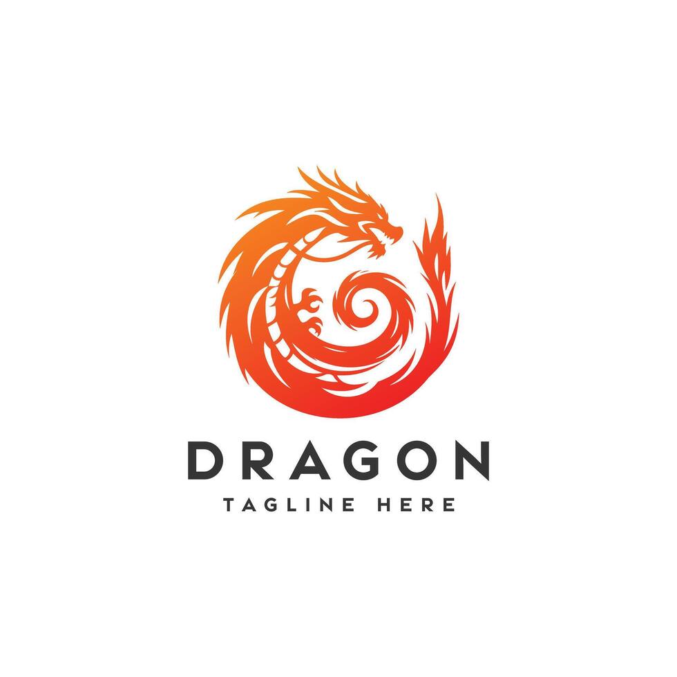 eldig röd och orange drake logotyp design för varumärke identitet vektor