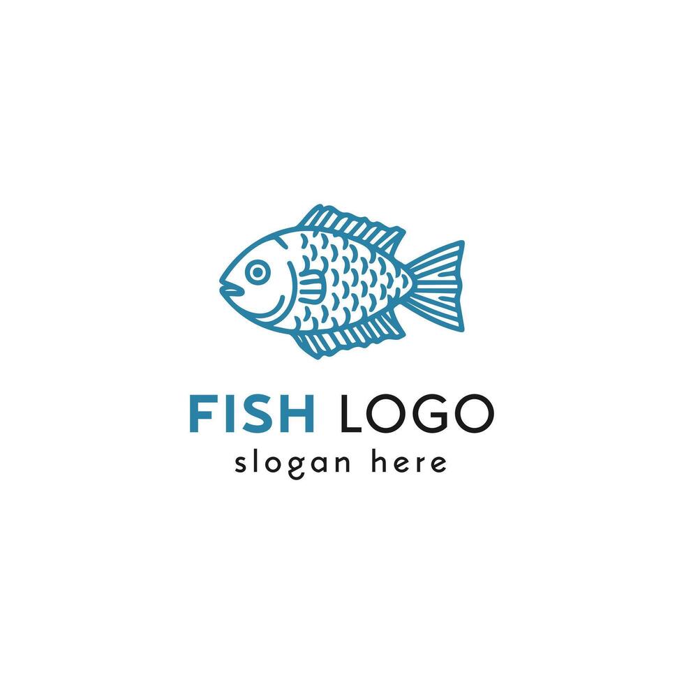 simpel Fisch Logo im Blau zum ein Meeresfrüchte Geschäft branding Konzept vektor