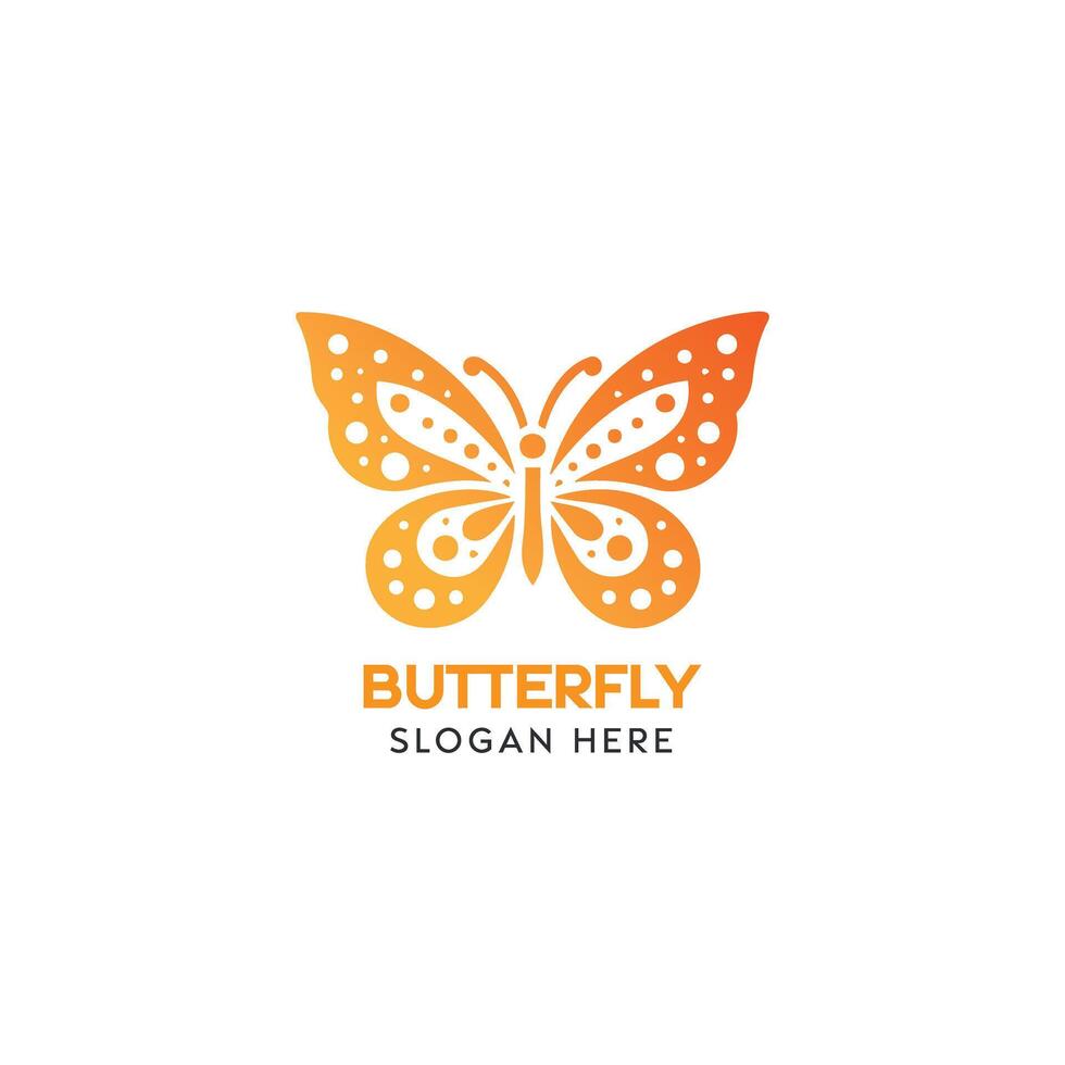 elegant Orange Schmetterling Logo Design auf ein sauber Weiß Hintergrund vektor