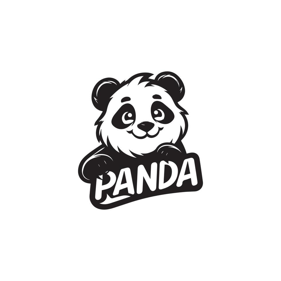 lächelnd Karikatur Panda Logo mit Fett gedruckt Schrift Design vektor