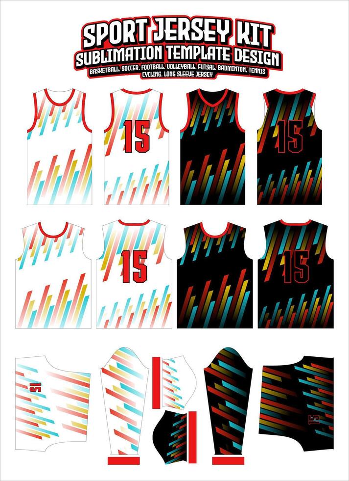 färgrik Ränder hastighet jersey kläder sporter ha på sig sublimering mönster vektor