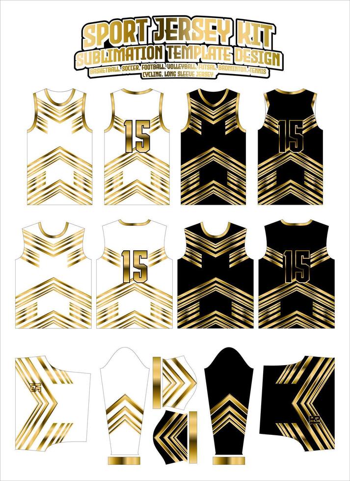 Gold geometrisch retro Linien Jersey bekleidung Sport tragen Sublimation Muster vektor