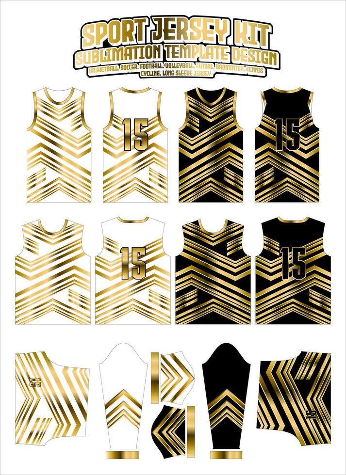 Gold geometrisch Jahrgang Linien Jersey bekleidung Sport tragen Sublimation Muster vektor