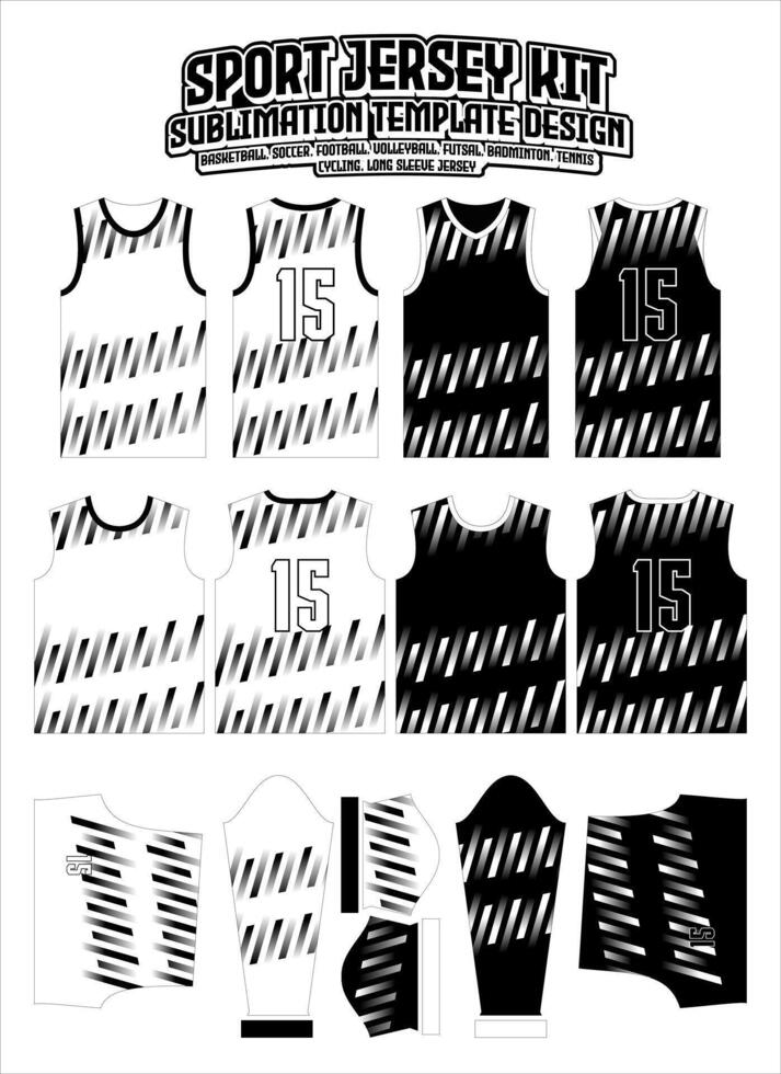svart vit Ränder jersey kläder sporter ha på sig sublimering mönster vektor