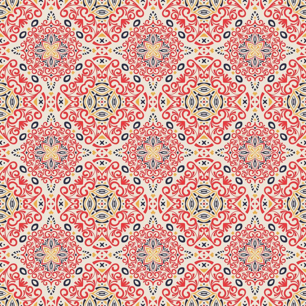 islamisch nahtlos Muster. wiederholen Arabeske Hintergrund. Marokko rot Motiv zum Design Drucke. wiederholen arabisch Textur. arabisch aufwendig girih Hintergrund zum Textil, Schals, Keramik Fliese vektor
