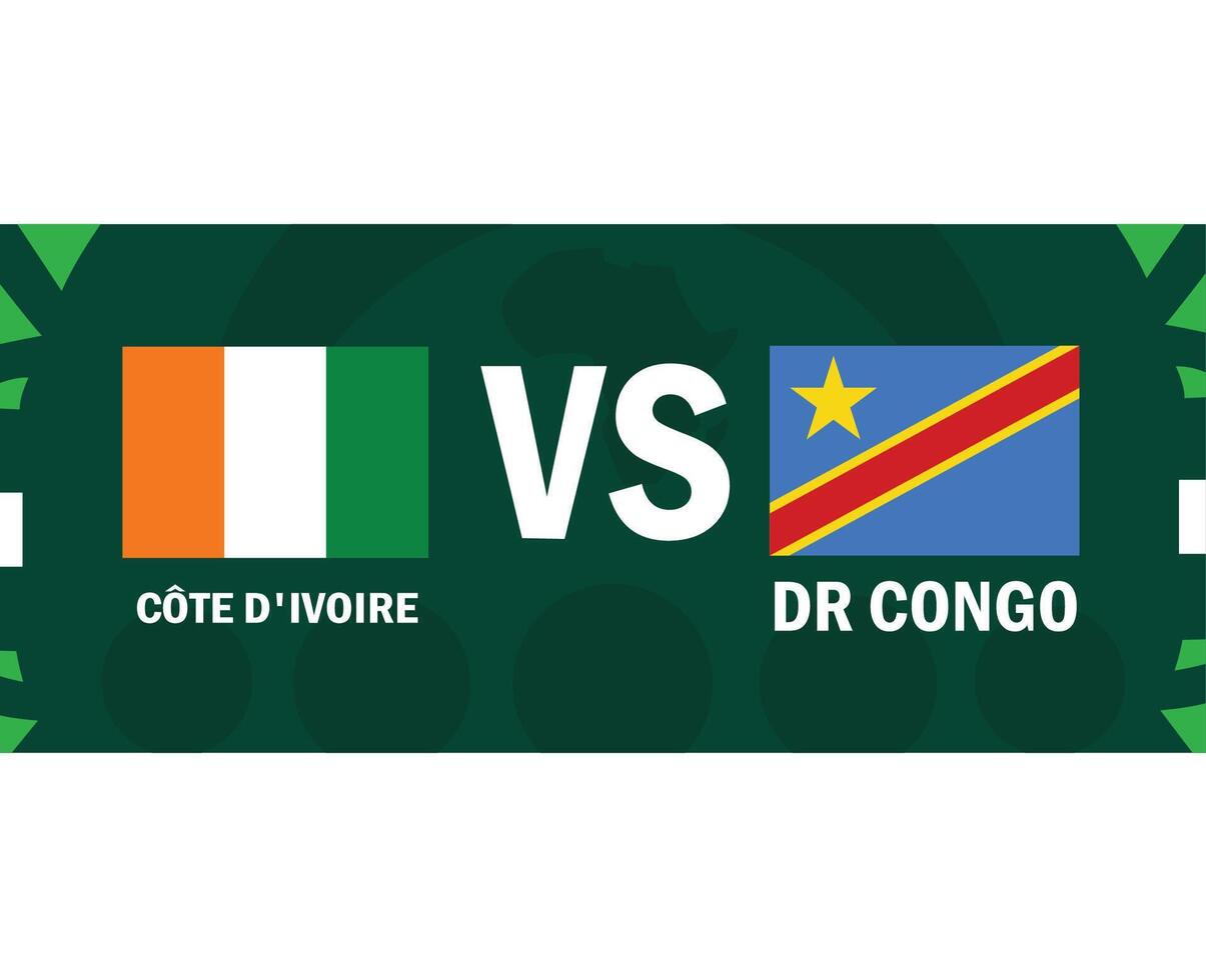 elfenben kust och dr kongo match emblem flaggor afrikansk nationer 2023 lag länder afrikansk fotboll symbol logotyp design vektor illustration