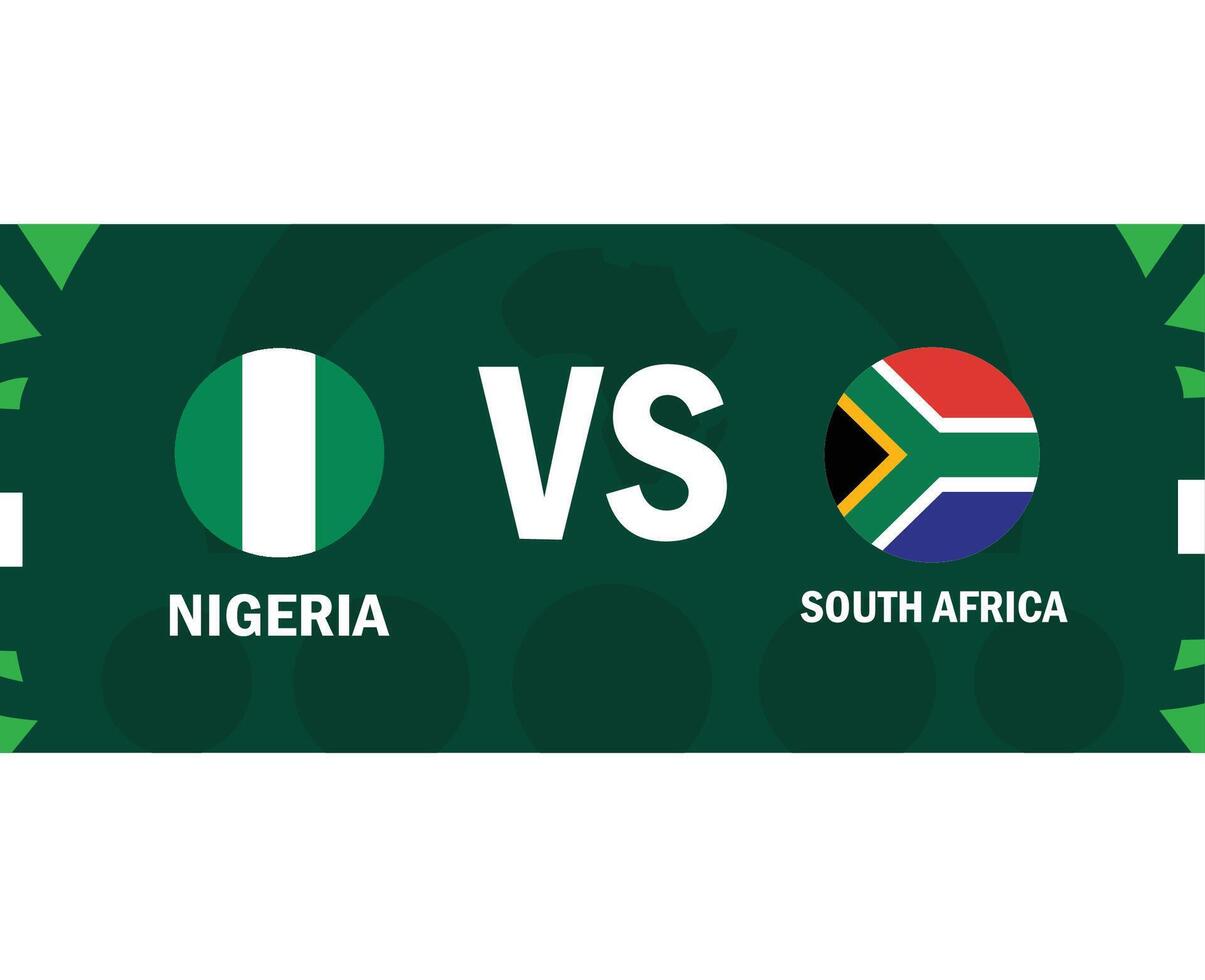 nigeria och söder afrika emblem match flaggor afrikansk nationer 2023 lag länder afrikansk fotboll symbol logotyp design vektor illustration