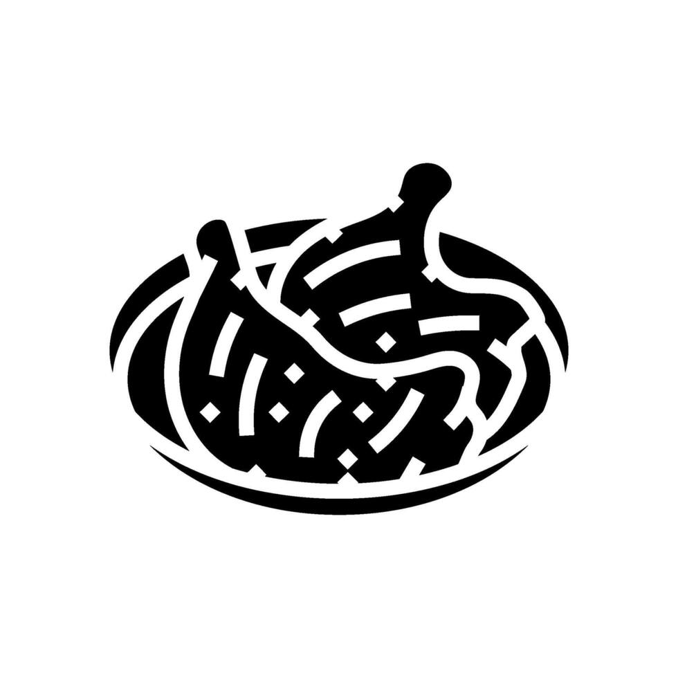 Tandoori Hähnchen indisch Küche Glyphe Symbol Vektor Illustration