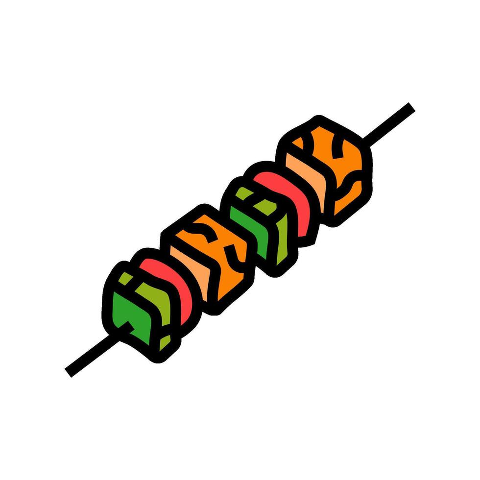 paneer tikka indisk kök Färg ikon vektor illustration