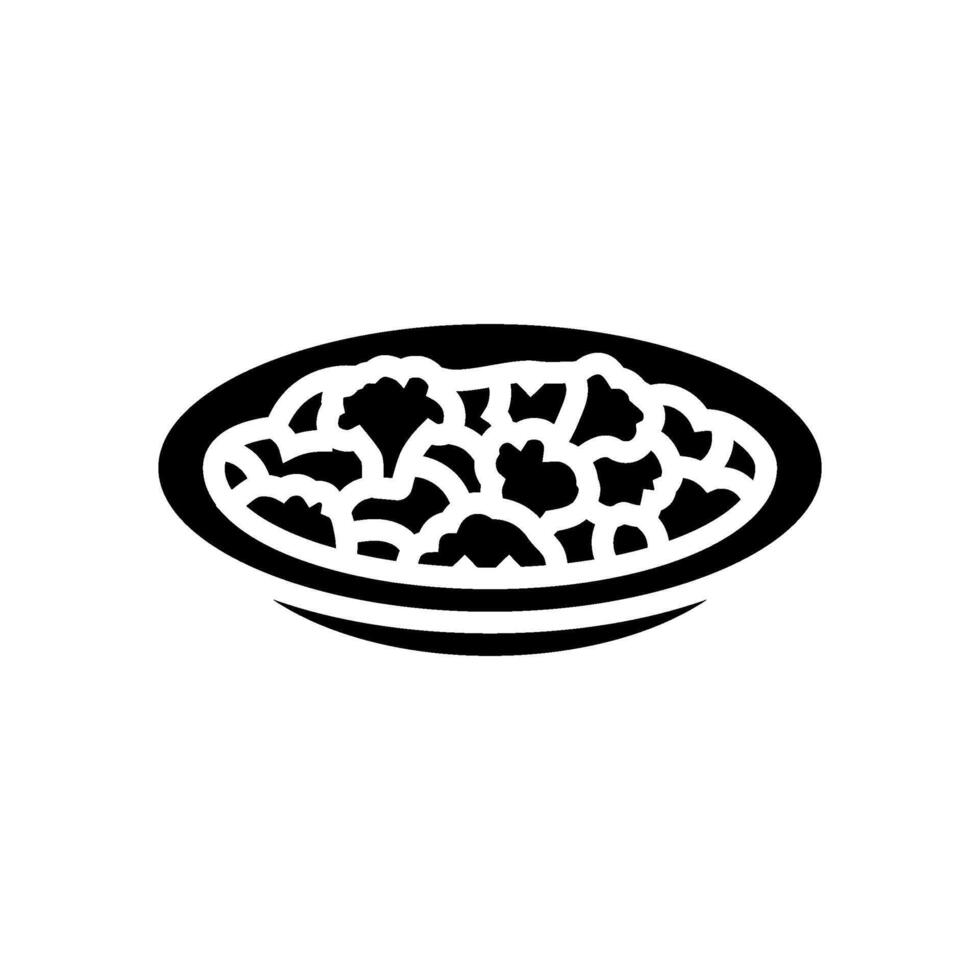 aloo gobi indisch Küche Glyphe Symbol Vektor Illustration