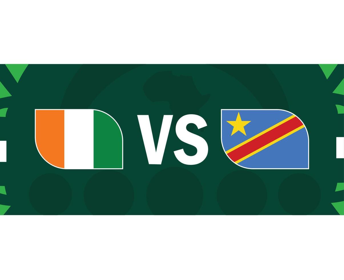 Elfenbein Küste und DR Kongo Spiel Flaggen afrikanisch Nationen 2023 Embleme Teams Länder afrikanisch Fußball Symbol Logo Design Vektor Illustration
