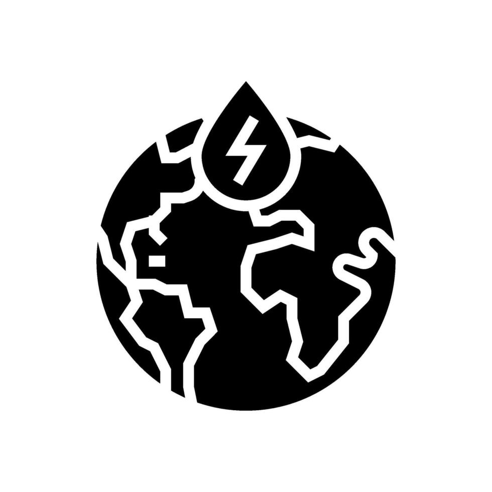 Wasserkraft Globus Wasserkraft Leistung Glyphe Symbol Vektor Illustration