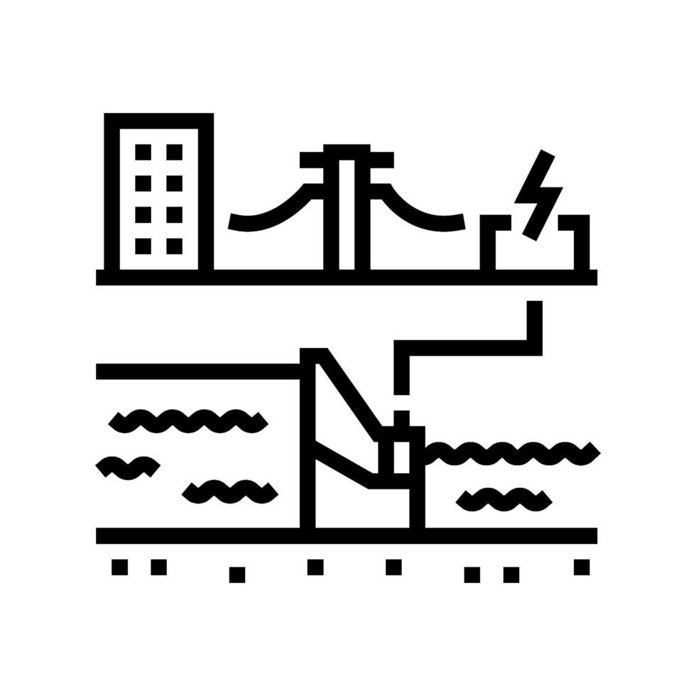 Energie Getriebe Wasserkraft Leistung Linie Symbol Vektor Illustration