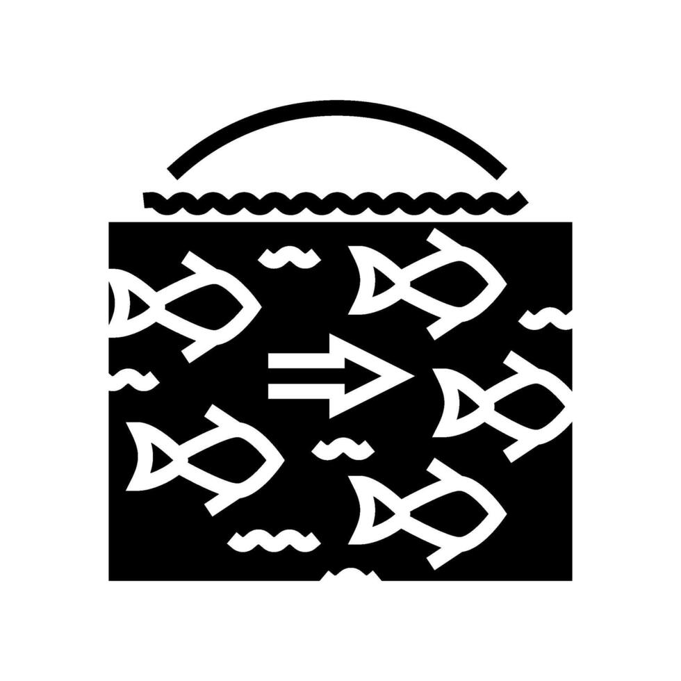 Fisch Migration Wasserkraft Leistung Glyphe Symbol Vektor Illustration