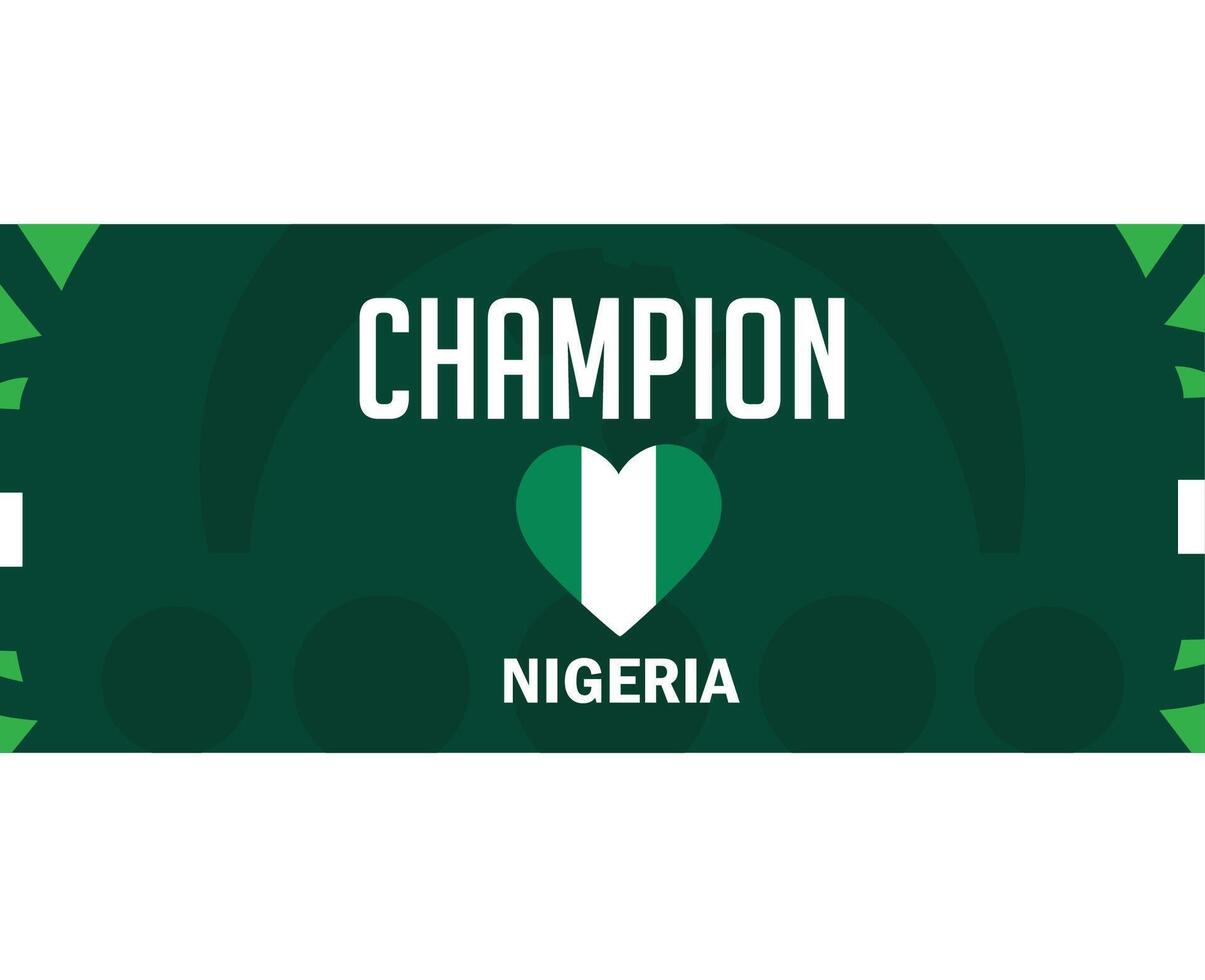 nigeria mästare hjärta flagga afrikansk nationer 2023 lag emblem länder afrikansk fotboll symbol logotyp design vektor illustration