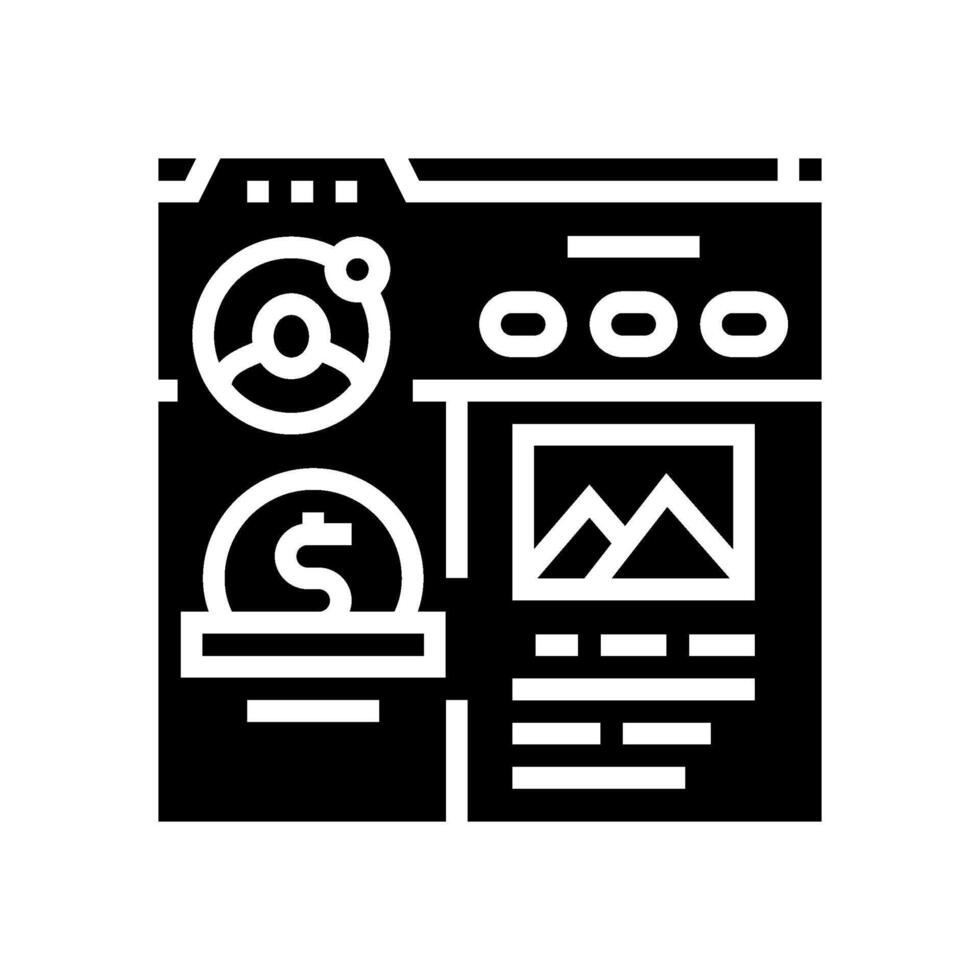 Blog Monetarisierung Glyphe Symbol Vektor Illustration