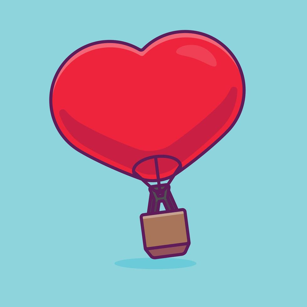 Herz gestalten Luft Ballon Karikatur Vektor Illustration Valentinstag Konzept Symbol isoliert
